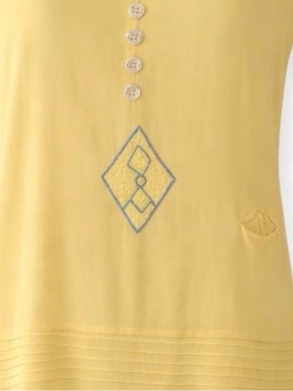 Vintage 1930s Butter Yellow Silk Dress Art Deco Embroidery - Picture 5 of 5